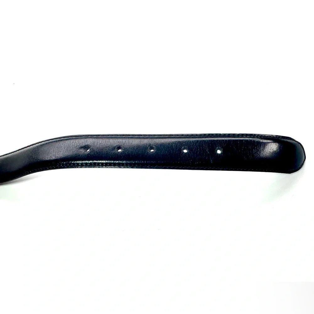 Black Leather Belt with Silver Buckle, France, L